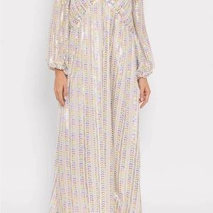 Sequin Long Sleeve Maxi Dress